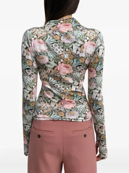 Lung top Rodebjer cu model floral cu imagine verde