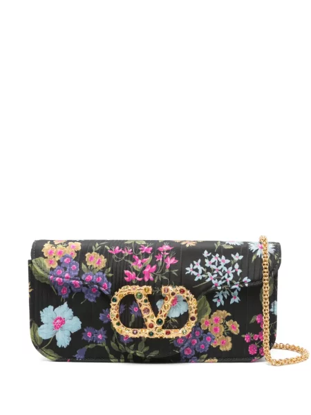 Geantă plic Valentino Garavani cu model floral negru