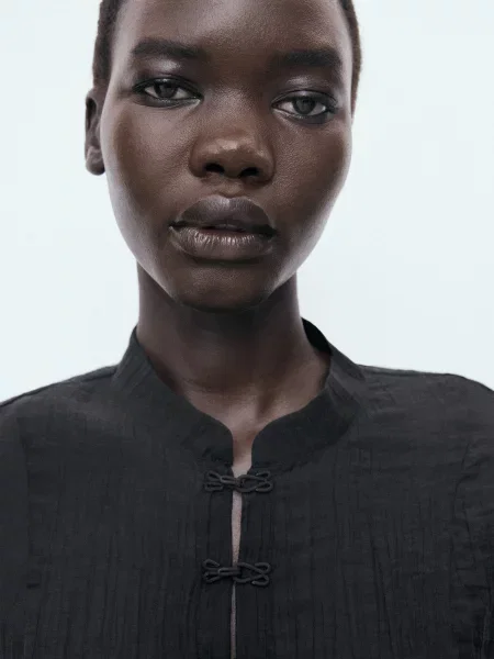 Блуза MANGO ліоцелл чорний