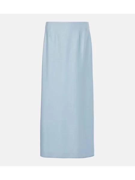 Fustă midi Gabriela Hearst de lână până la genunchi albastru