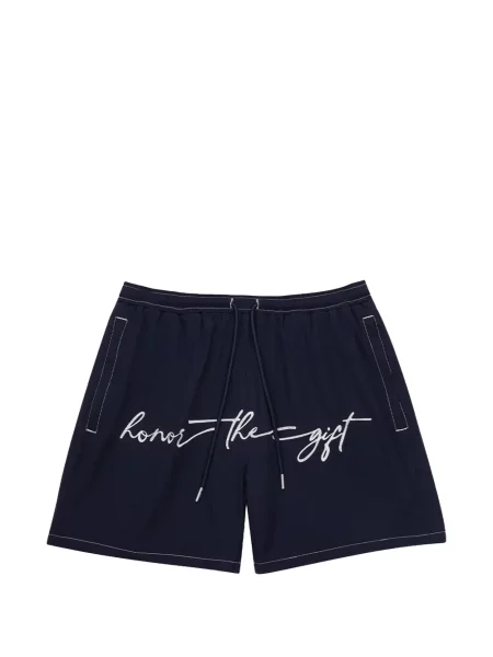 Pantaloni scurți Honor The Gift cu broderie cu cordon albastru