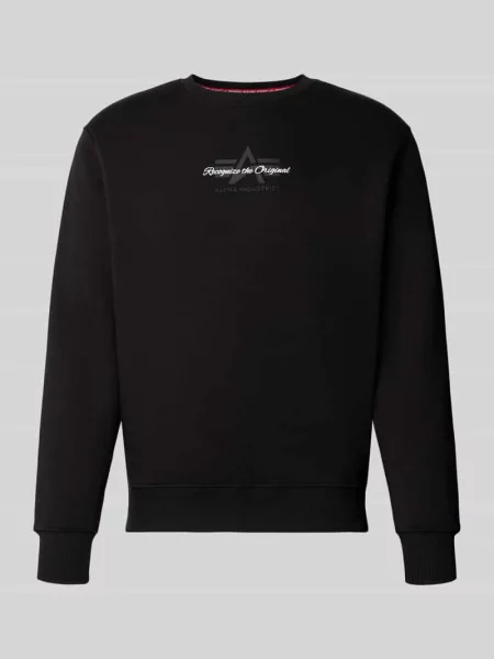 Bluza z logo i okrągłym dekoltem Alpha Industries czarna