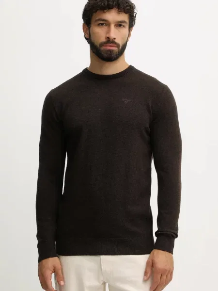 Barbour sweter wełniany brązowy
