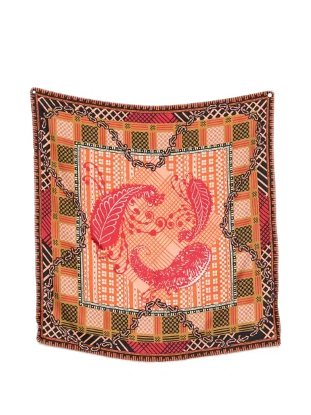 Fular Mantero 1902 de mătase cu imagine cu model paisley portocaliu