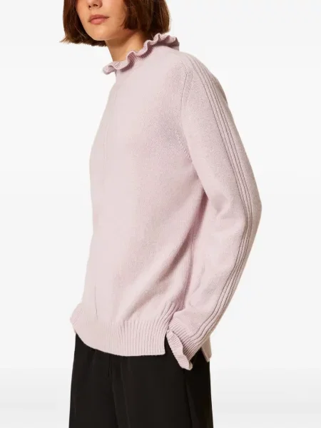 Pulover Twinset cu volane roz
