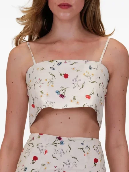 Top Azeeza cu model floral alb