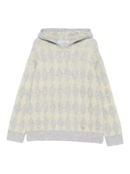 Pulover Bluemarble cu glugă cu model argyle gri