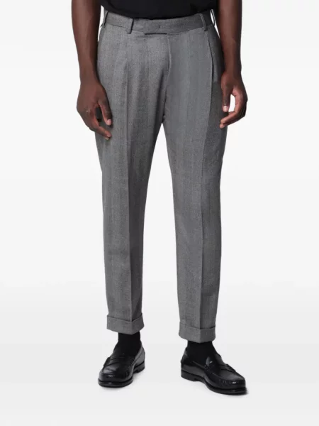 Pantaloni Pt Torino cu model herringbone gri
