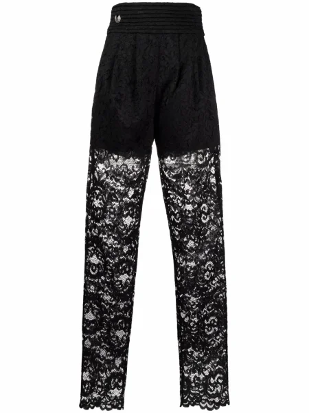 Pantaloni Philipp Plein din dantelă negru
