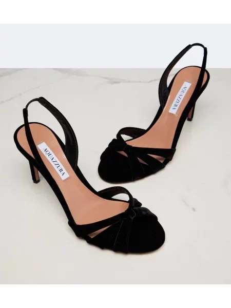 Sandale Aquazzura de catifea slingback negru