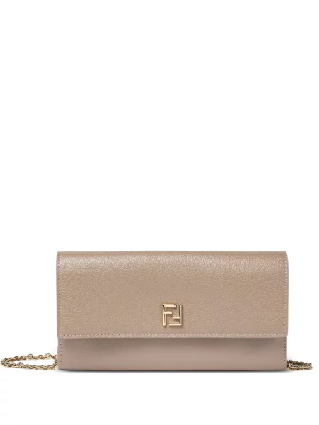 Colier Fendi din piele gri
