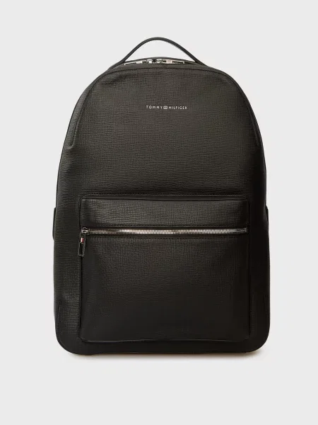 Кожаный рюкзак Tommy Hilfiger в деловом стиле черный