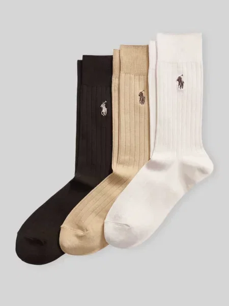 Skarpety z drobnym prążkowaniem w zestawie 3 szt. model ‘EGYPTIAN’ Polo Ralph Lauren
