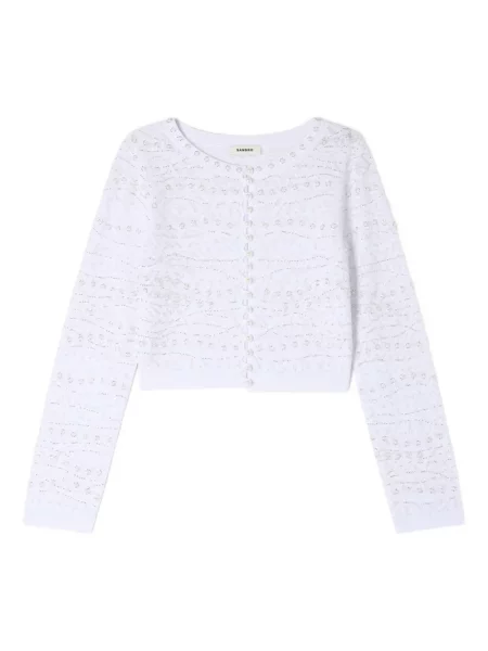 Cardigan Sandro cu model floral tricotate alb