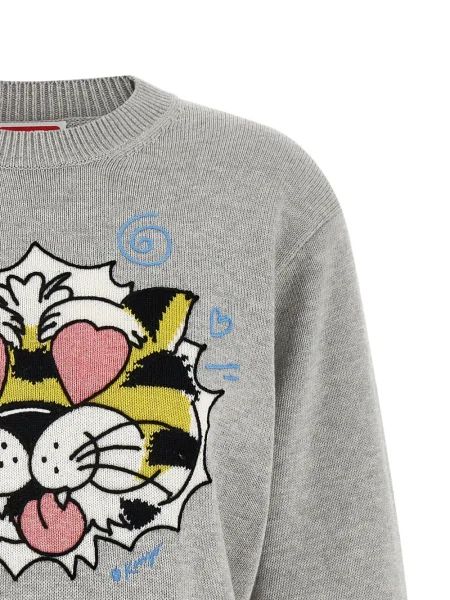 Pulover Kenzo cu dungi de tigru gri