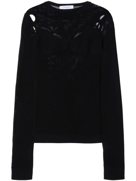 Top Off-white plasă de plasă negru