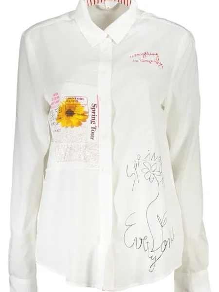 Cămașă Desigual cu mâneci lungi alb