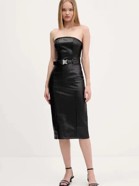 Karl Lagerfeld Jeans rochie midi drept negru