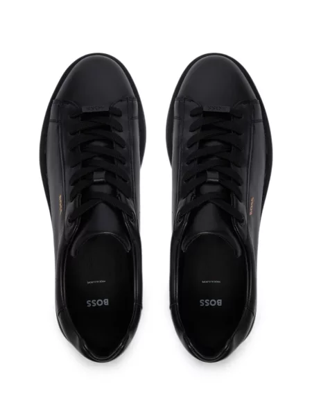 Sneakerși Boss din piele cu imagine negru