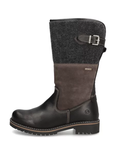 Tamaris Kozačky tmavě hnědá melír černá