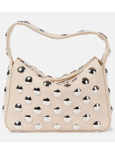 Usnjena torbica Khaite z žeblji črna