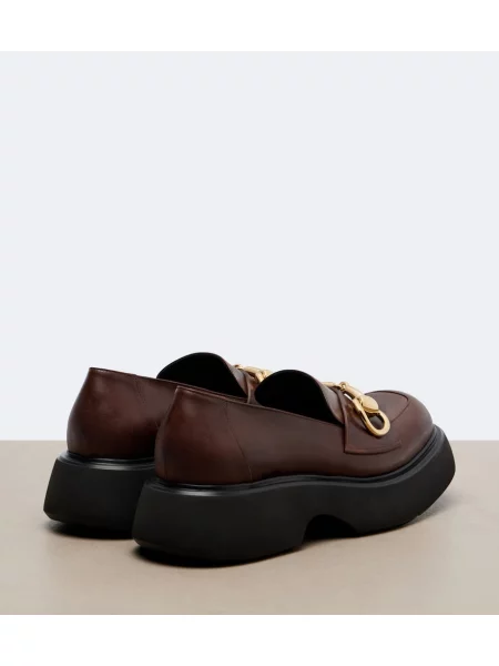 Pantofi loafer Gucci din piele cu platformă maro