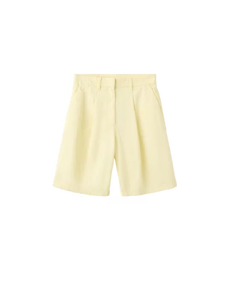 MANGO Pantaloni cu cute MELA pastel galben