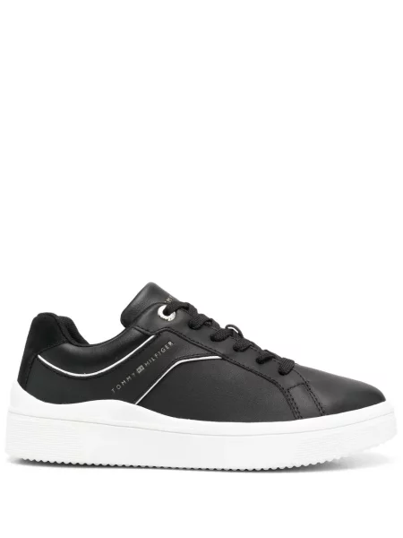 Sneakerși Tommy Hilfiger din piele cu imagine negru