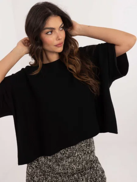 Pulover Fashionhunters scurt negru