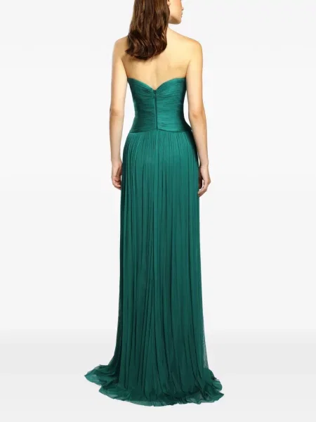 Rochie maxi Cristallini de mătase verde