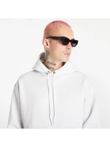 Sweatshirt Nike Solo Swoosh Fleece Pullover Hoodie Birch Heather/ White XS бяло