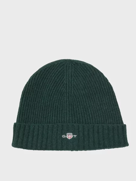 Шерстяная шапка Gant зеленая