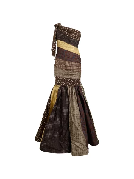 Rochie maxi Moschino cu un umăr gol maro