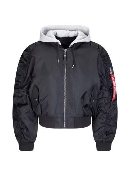 Geacă bomber Alpha Industries cu glugă negru