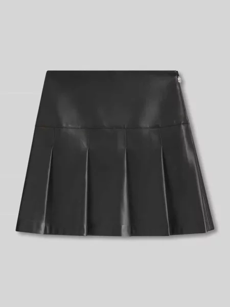 Spódnica mini z imitacji skóry z plisami model ‘RENORE’ Hugo czarna
