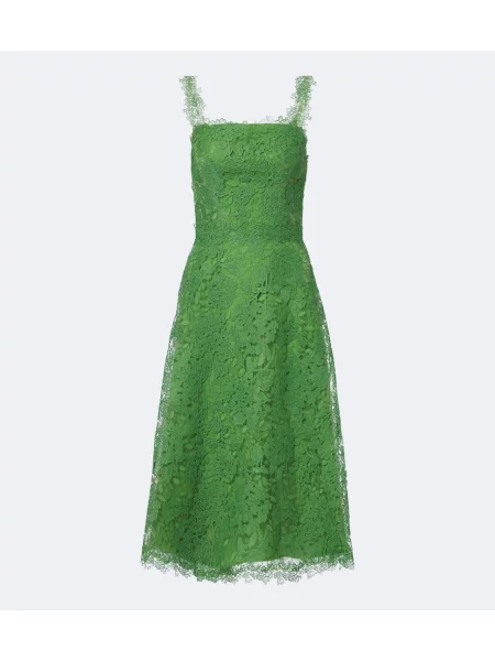 Rochie midi Carolina Herrera cu model floral din dantelă verde