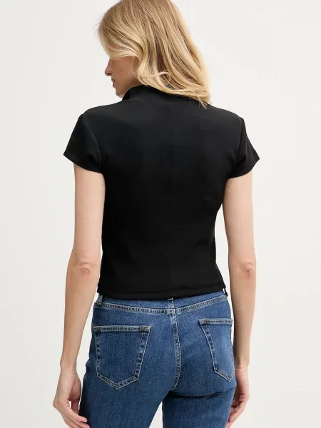 Top Calvin Klein Jeans o skróconej długości czarny