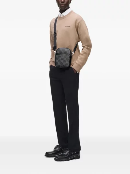 Geantă crossbody Karl Lagerfeld K/Monogram din canvas negru