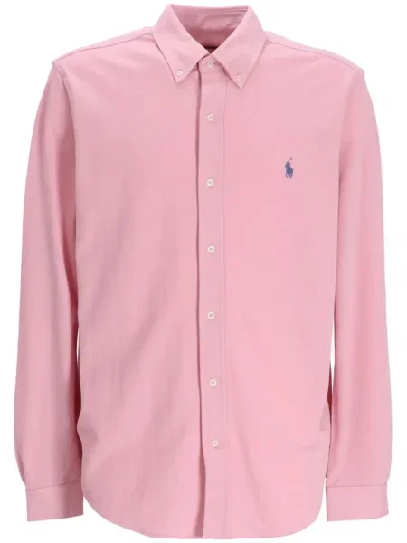 Trumpas dryžuota marškiniai Polo Ralph Lauren rožinė