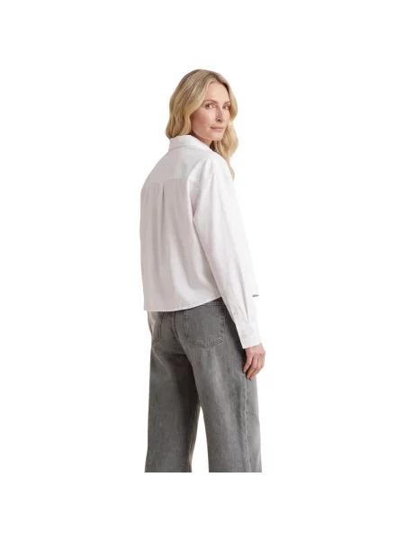 Poplínová zkrácená košile Calvin Klein bílá