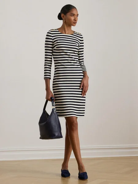 Lauren Ralph Lauren Pletené šaty čierna biela