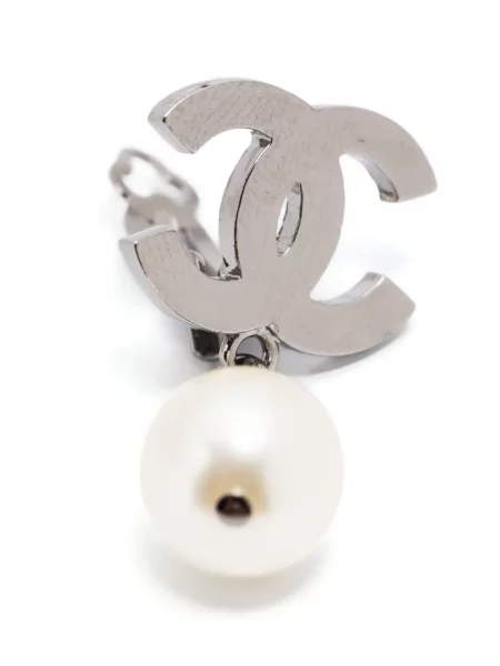 Náušnice Chanel Pre-owned s perlami bílé
