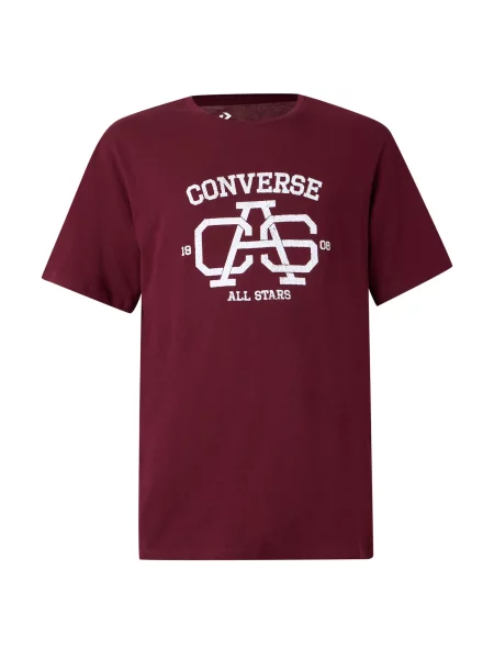 CONVERSE Tricou CAS VARSITY roșu bordeaux alb