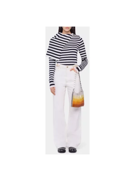Lniany sweter Rabanne niebieski