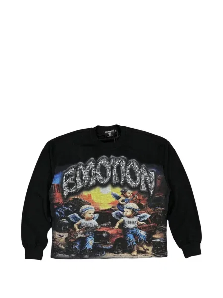Lung tricou Mixed Emotion cu imagine negru