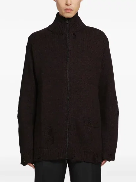 Cardigan Yohji Yamamoto zdrențuiți roșu