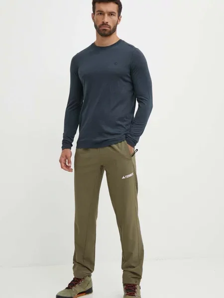 Спортивний лонгслів Fjallraven Abisko Wool однотонний синій