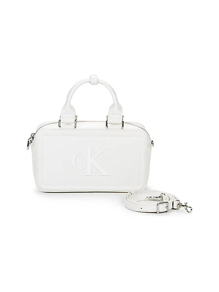 Calvin Klein Ročna torbica BOLD CK ELONGATED' bela