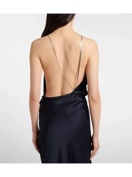 Rochie Victoria Beckham din satin drapată albastru