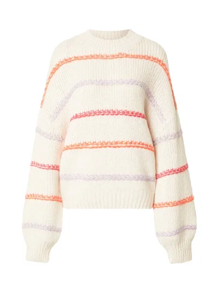Hailys Pulover mov lavandă / portocaliu / roz / lână alb